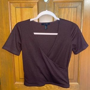 Brown Forever 21 V-Neck crop top